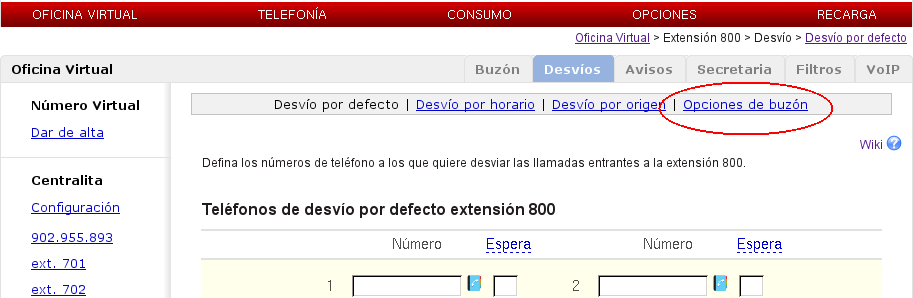 número de Centralita Virtual