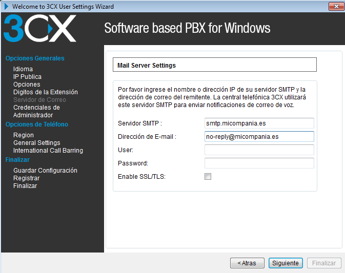asistente configuracion buzones del 3cx