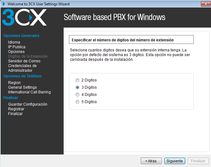 asistente configuracion del 3cx