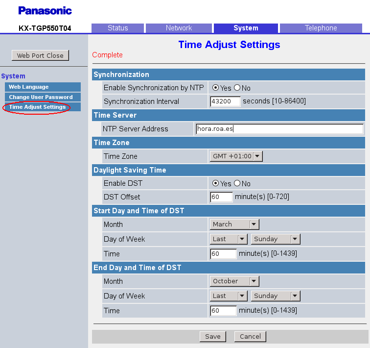  cambiar hora en el teléfono inalambrico panasonic