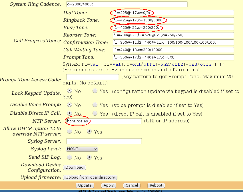ajustes avanzados ata voip granstream