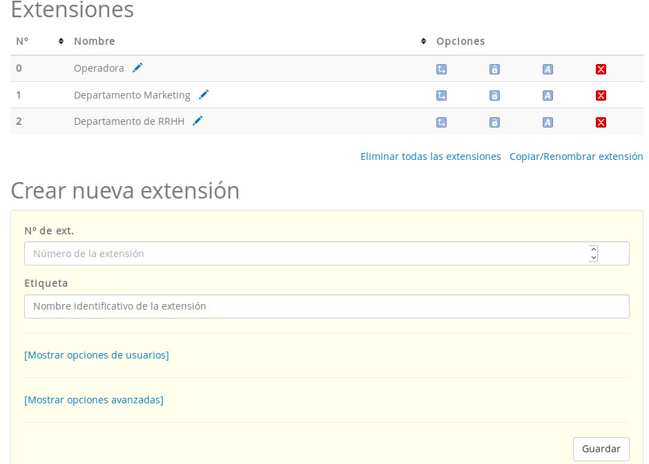 todas las extensiones telefonicas
