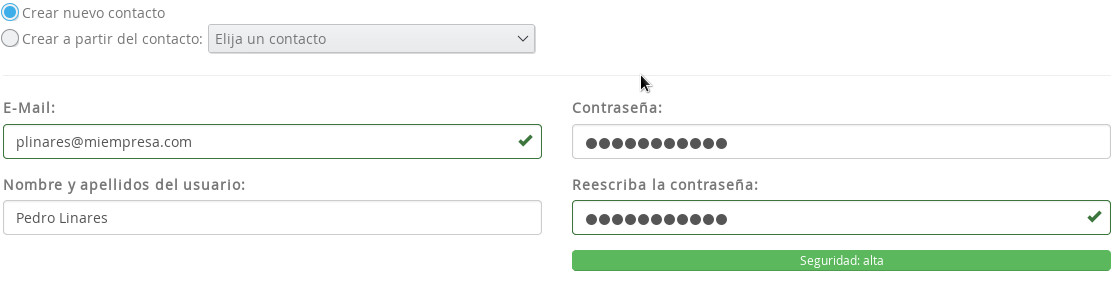 Formulario relleno de nuevo usuario