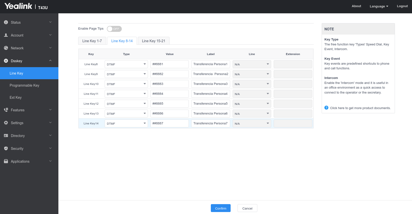 Numeros rápidos con tecla