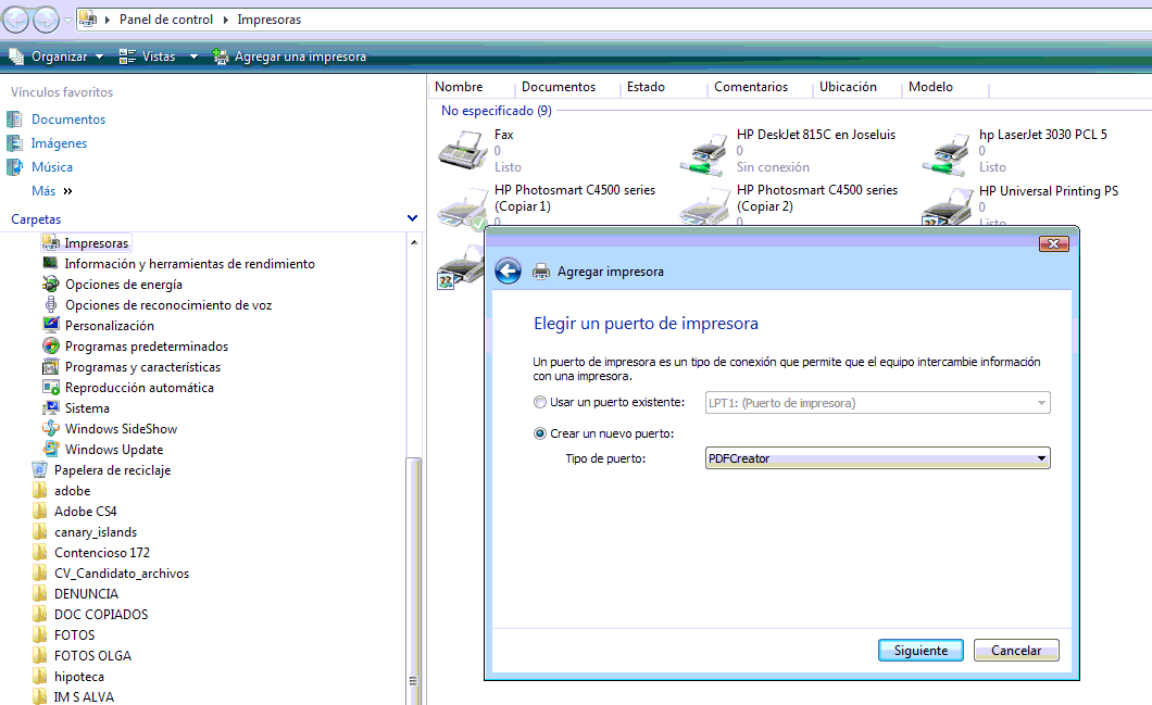 Pimer paso instalacion impresora fax