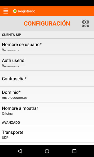 configuracion android aplicacion voip