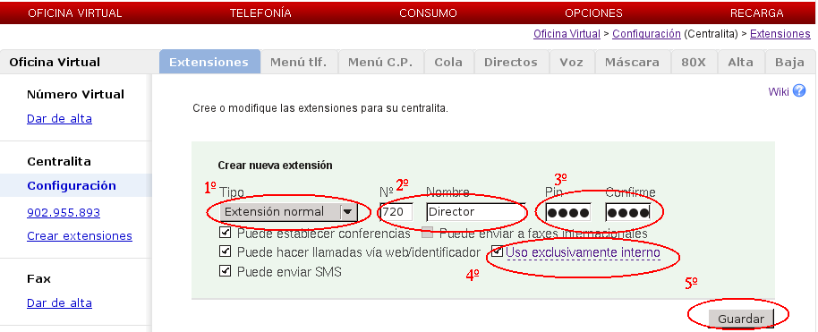 número de Centralita Virtual
