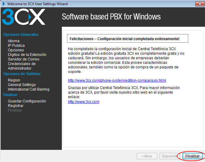 ultima configuracion del 3cx