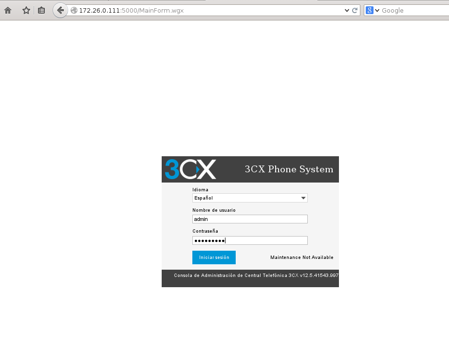 entrar servidro web para configuracion del 3cx
