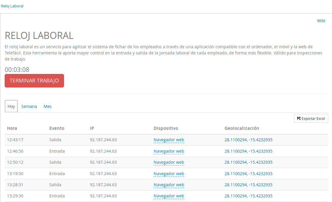 activar reloj laboral
