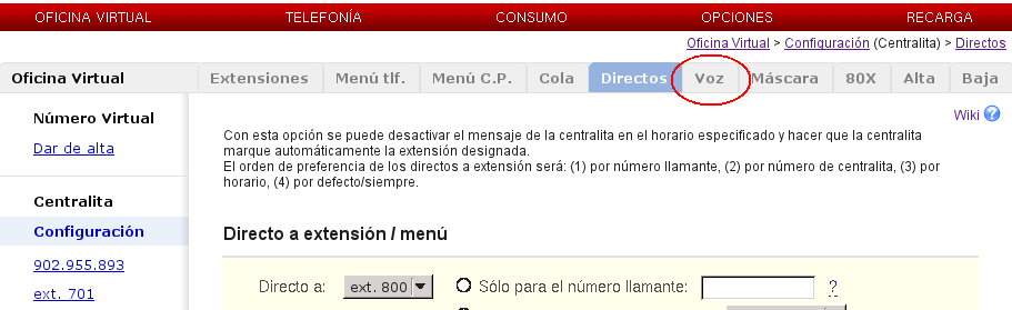 número de Centralita Virtual