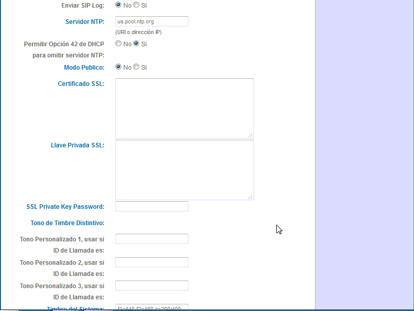 RTP teléfono Grandstream