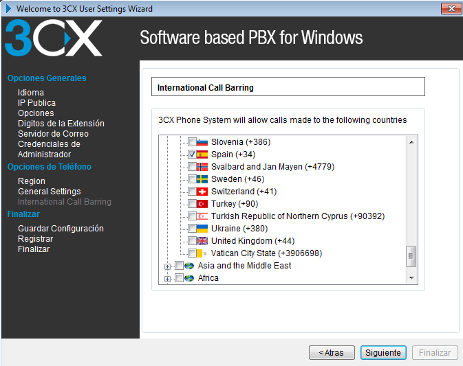 restriccion en la configuracion del 3cx